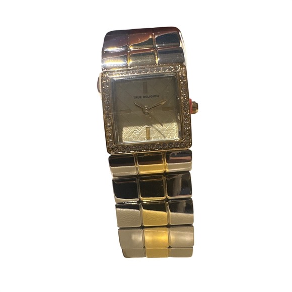 True Religion Accessories - True Religion Womens Two Tone Square Crystal Bezel Watch TR1001-424 New in Box